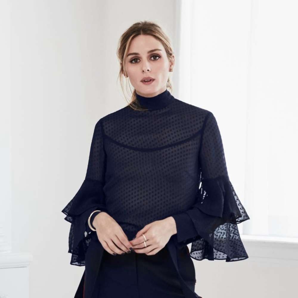Olivia Palermo + Chelsea28 Tiered Sleeve Top size Medium